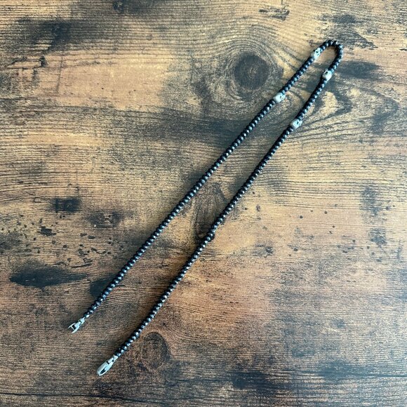 David Yurman Memento Mori Skull Station Necklace w/ Black Spinel - 23" - Picture 13 of 15